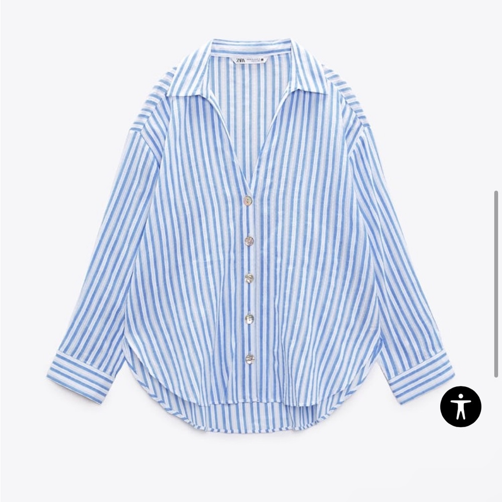 Brand new Zara shirt loose fit striped blue shirt